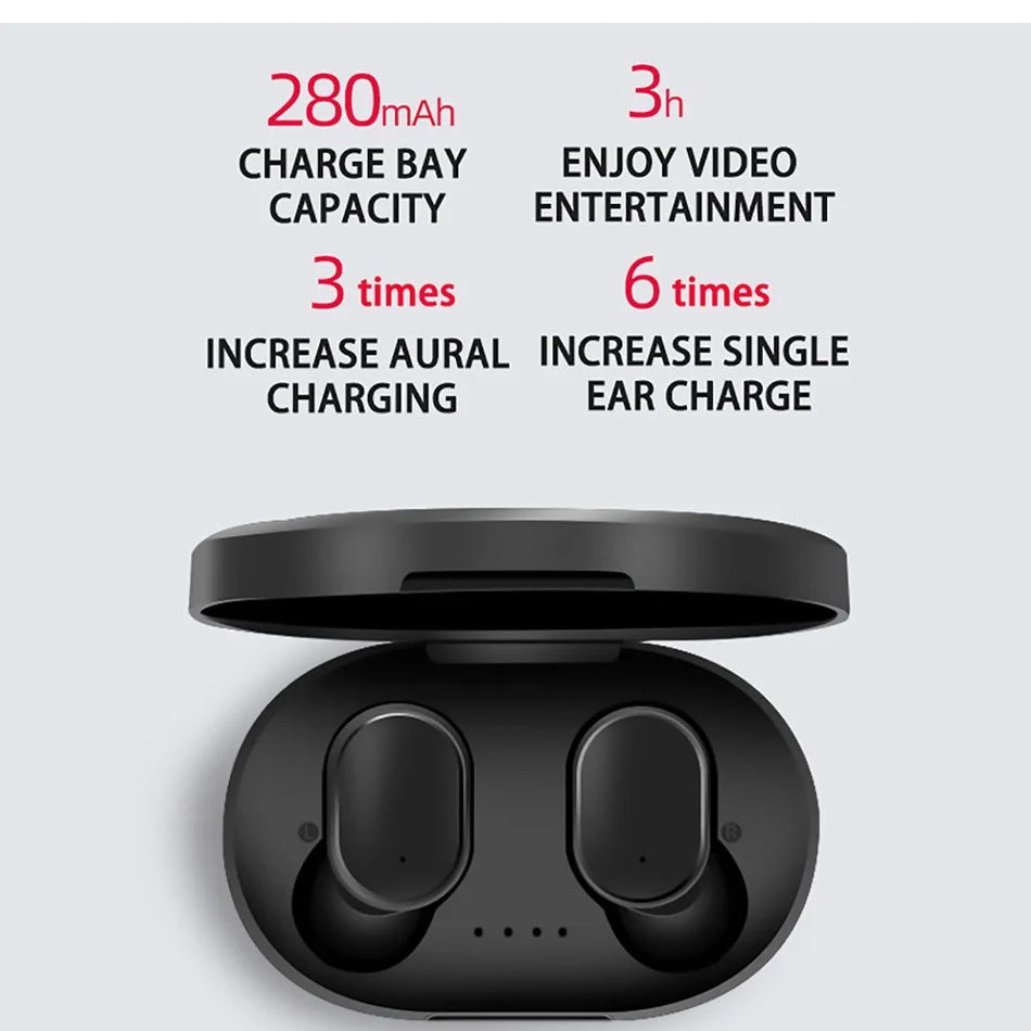 Bluetooth True Wireless Earbuds Rich Stereo Sound Integrated Mic Portable Charging Case Fitness Running Headset