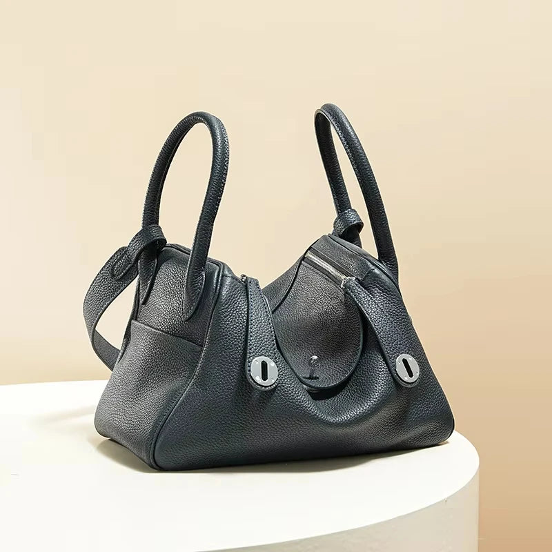Women's Handbag 2026 New Style Top Layer Cowhide Leather Lundy Mini Doctor Bag Genuine Leather Handbag Single Shoulder Crossb
