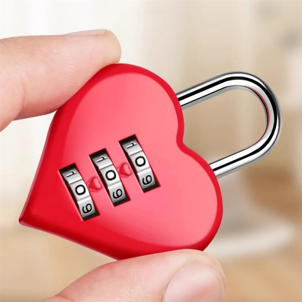 Heart Shaped 3 Digit Password Lock Mini Combination Padlock For Couple Wedding Party Favor Travel Accessory Anniversary Gift