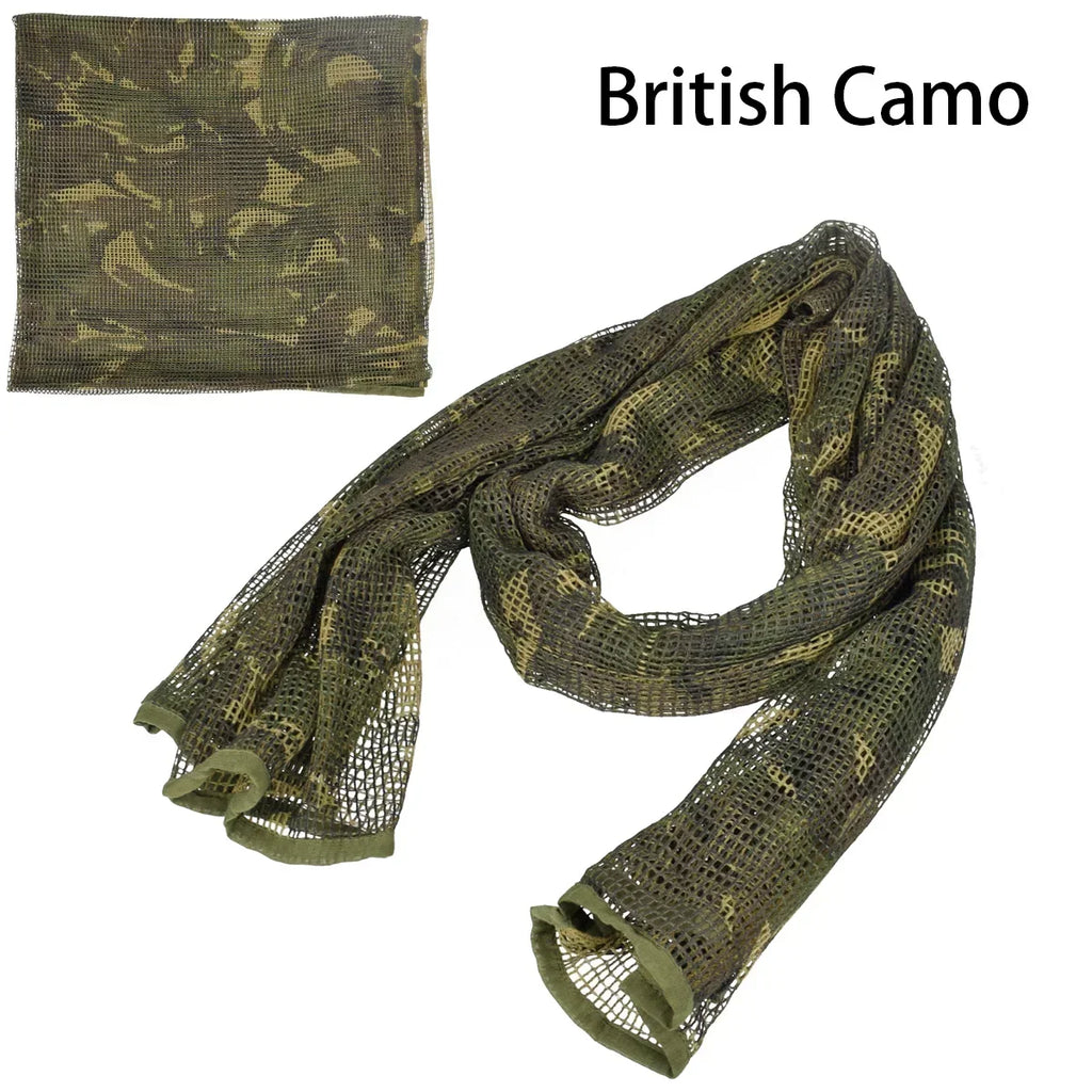 Camouflage Netting Scarf Sniper Veil Camo Mesh Face Scarf Veil Shemagh Head Wrap for Outdoor Camping Hiking Hunting Scarves