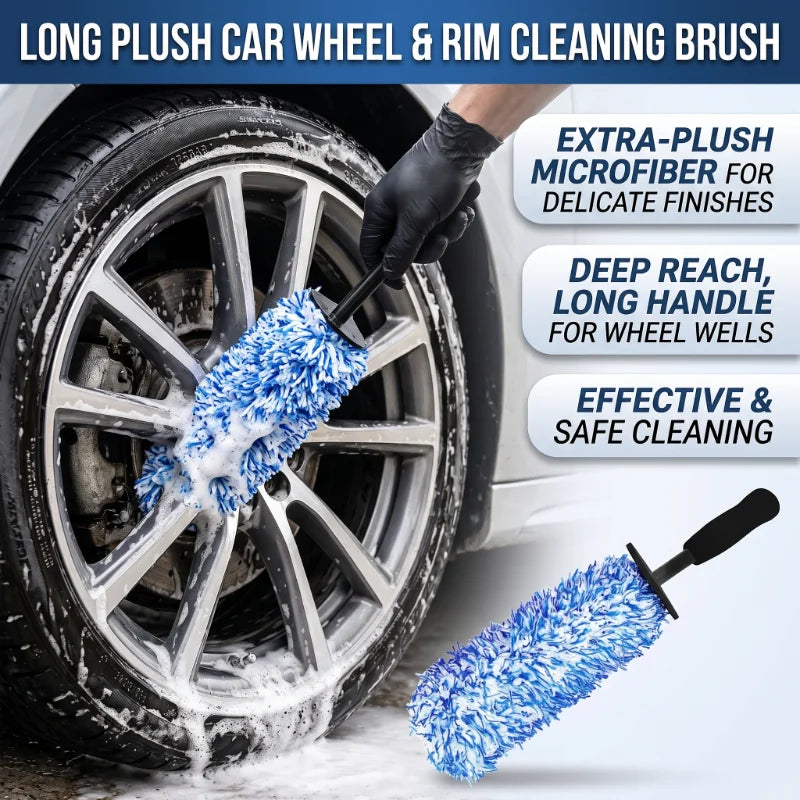New Removable Ultra Soft Flat Microfiber Wheel Brush Thin Wheel Cleaning Brush Car Wash & Cleaning Supplies for Car Care Washing