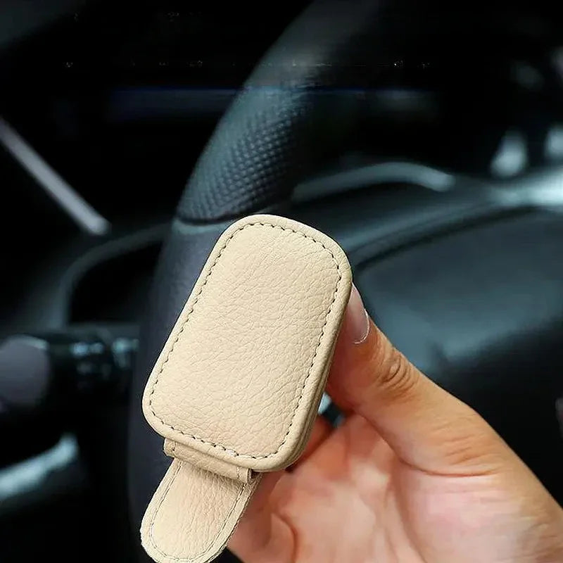 1Pcs Sunglasses Holder Car Sunshade Accessories Is Suitable for Car Sunshades Magnetic Leather Sunglasses Clip and Ticket Clip