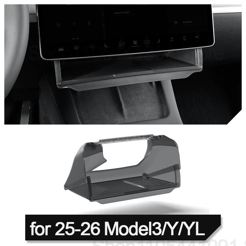 Car Central Control Under Screen Storage Box for Tesla Model 3/Y 2019-2025 Hidden Privacy Storage with Anti-Slip Silicone Pad ﻿