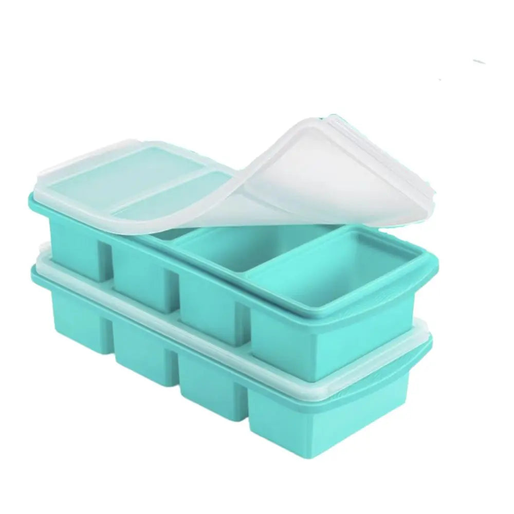 Set/Pcs Silicone Large Ice Cube Tray Non-stick Soup Freezer Container Freezing Tray with 4 Compartments for Storing with Lid