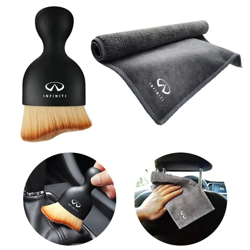 High-end Car Cleaning Brush+Suede Wash Towel For Infiniti EX25 FX35 Q30 Q50 FX37 QX55 QX70 FX45 FX50 G25 G35 G37 JX35 Accessory