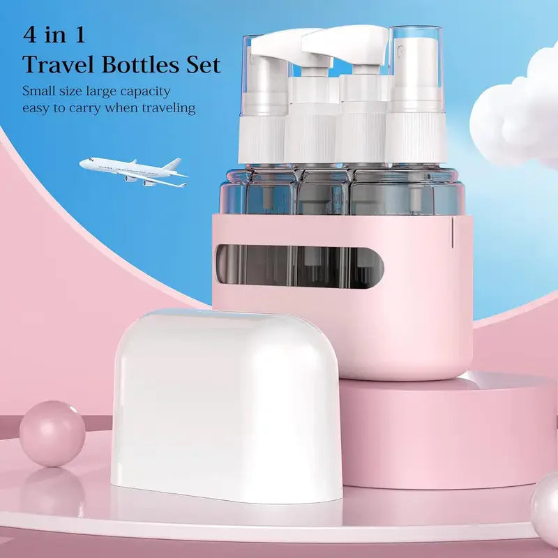 4 In 1 50ml Travel Bottle Set Combination Shampoo Shower Gel Hand Wash Lotion Spray Empty Bottle Travel Kit Accessories