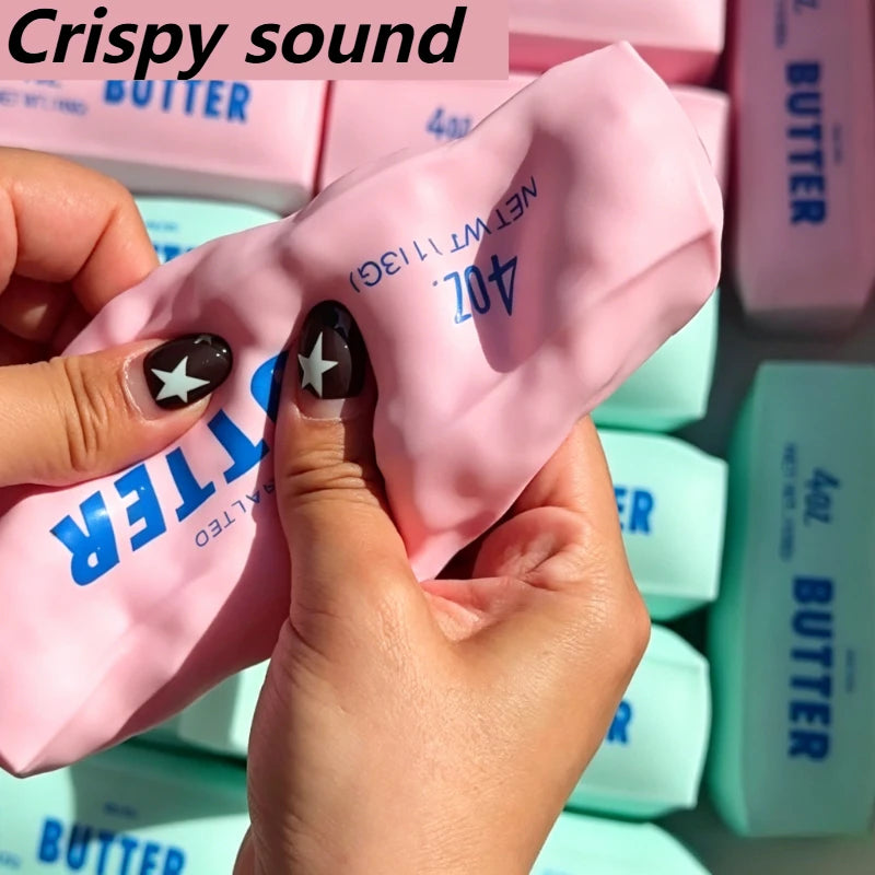 Butter Stick Squishy Stress Ball Fidget Toy Crunchy Squeeze round Blocks Anti-Stress ASMR Hand Relaxation Gift for Stress Relief