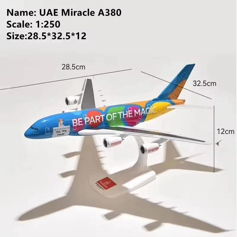 New 1/250 Scale A380 UAE Emirates Airline Aircraft Series 50th Anniversary/WildlifeABS Assembly Plane Model Airplanes Collection