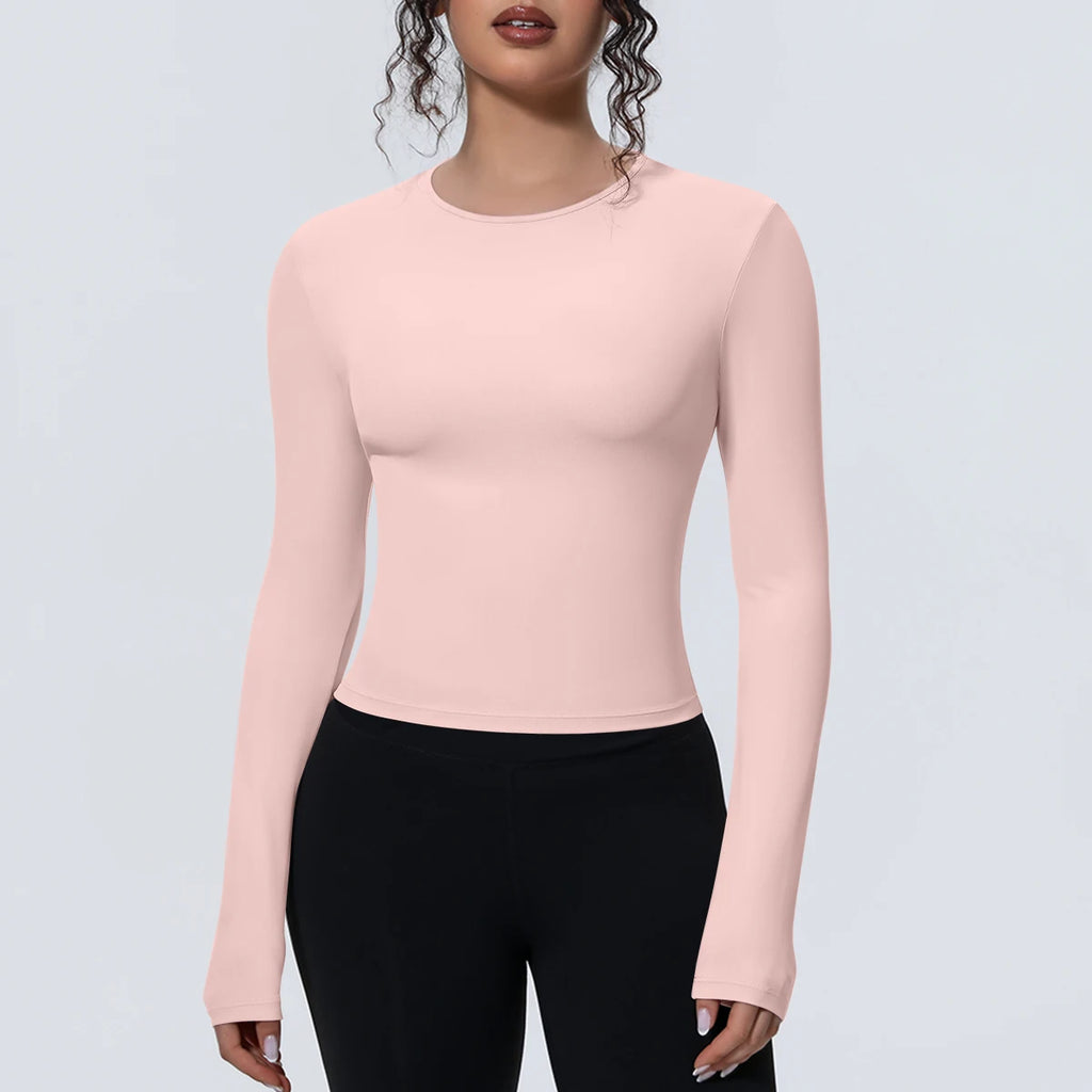 Woman's Yoga Long Sleeved Gym Sports Running Top Slim Breathable Soild Color Fitness Top Running Shirts Gym Top Yoga Sport Top