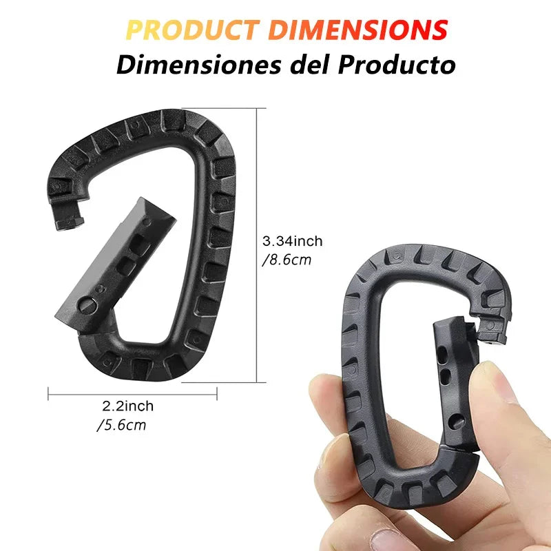 Medium D-Ring Buckle Tactical Carabiner Clips Molle Buckle Hook Backpack Sports Camping Climbing Accessories Outdoor gadget