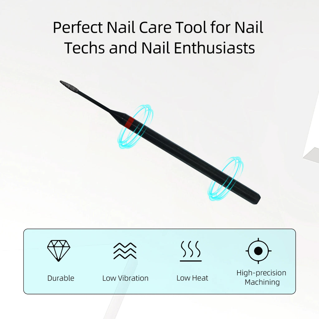 HYTOOS 1mm Mini Cone Cuticle Clean Nail Drill Bit, Black Russian Diamond Nail Bits Nail Cleaner Accessories for Dead Skin