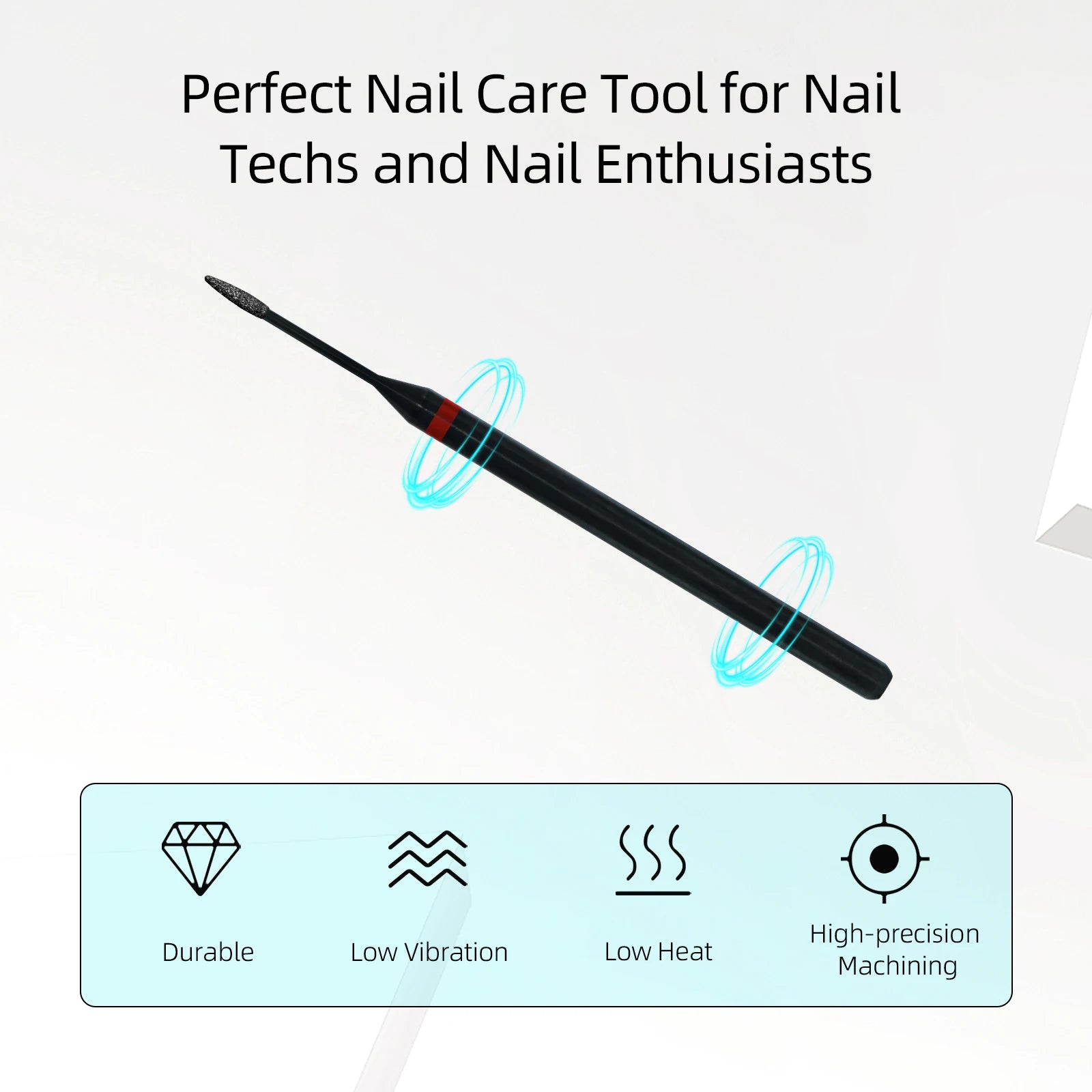 HYTOOS 1mm Mini Cone Cuticle Clean Nail Drill Bit, Black Russian Diamond Nail Bits Nail Cleaner Accessories for Dead Skin