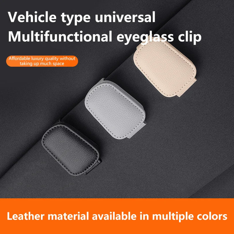 Multifunction Car Sun Visor Glasses Clip Leather Eyeglasses Clip Magnetic Sunglasses Holder Hanger Universal Interior Accessorie