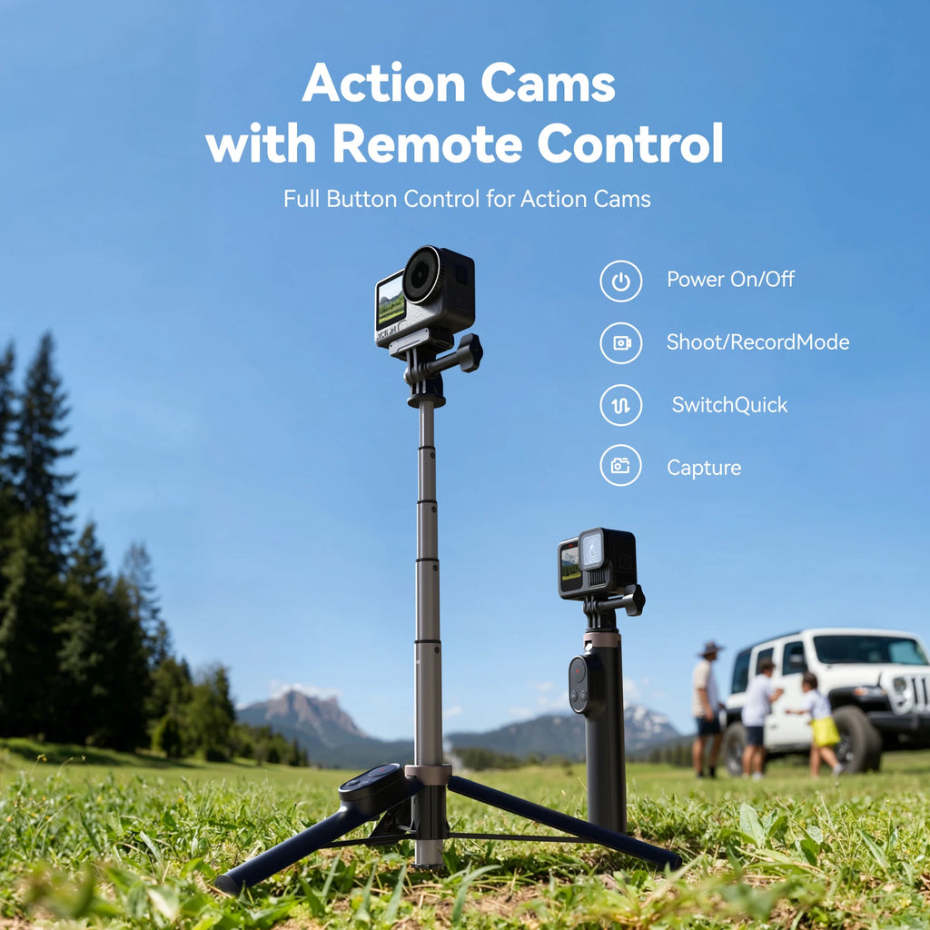 TELESIN Mini Remote Control Selfie Stick Tripod for DJI Osmo Action 6 5pro 4 360 GoPro Hero Smartphone Vlog Selfie Stick Stand
