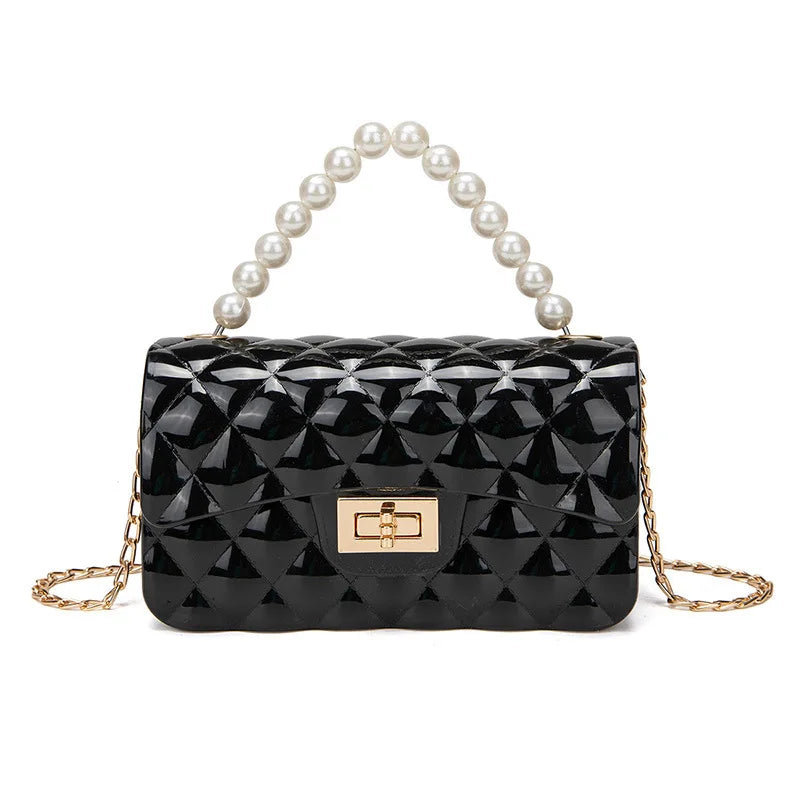 Versatile Korean-Style Small Bag for Women, Pearl Handbag with Chain, Mini Crossbody Phone Bag, Versatile Solid Color Candy Bag