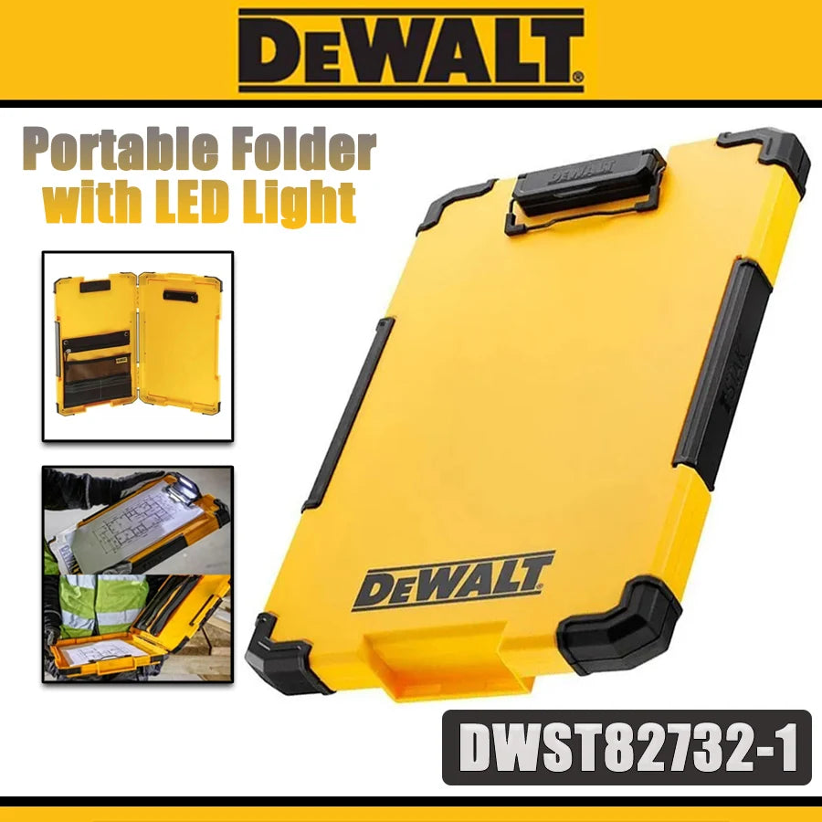 DEWALT DWST82732-1 TSTAK Clipboard Organiser LED Light Internal Pouch Metal Clip Portable Folder File Board Hand Tools
