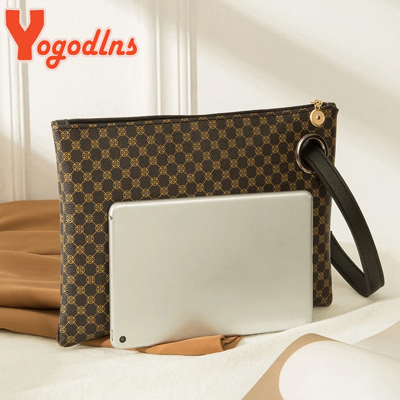 Yogodlns Women Wristlet Bag PU Leather Envelope Bag Shopping Totes Traveling Portable Purse Clutch Wallet Ladies Pattern HandBag