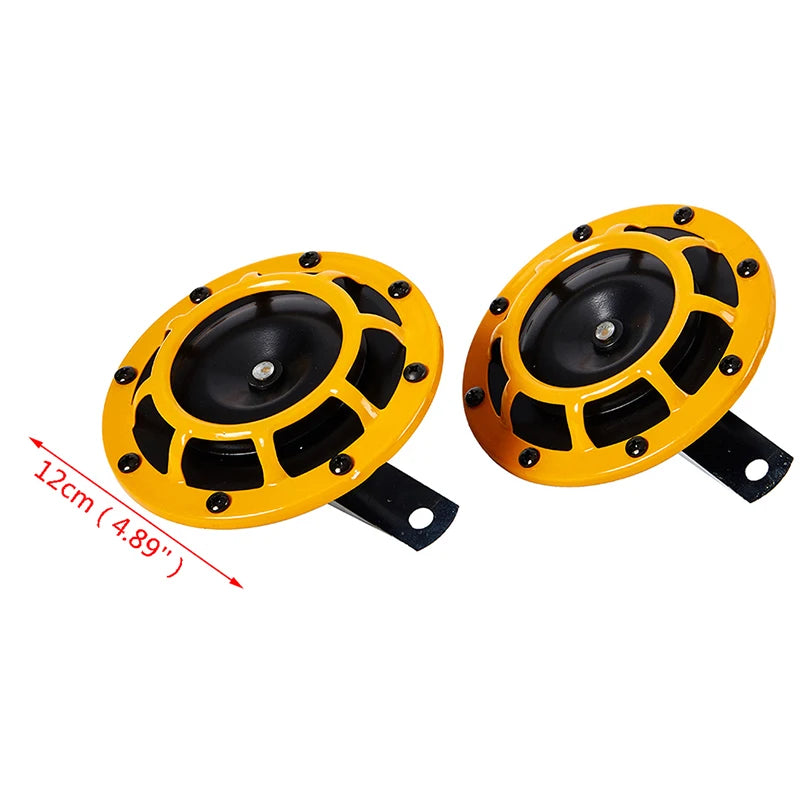2Pcs Red Black Hella Super Loud Compact Electric Blast Tone Air Horn Kit 12V 115DB For Motorcycle Car