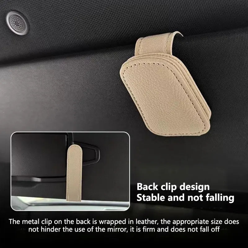 Universal Car Sunglasses Clip Suitable for Car Sunshades Magnetic Leather Sunglasses Clip Ticket Clip Sun Visor Car Accessories