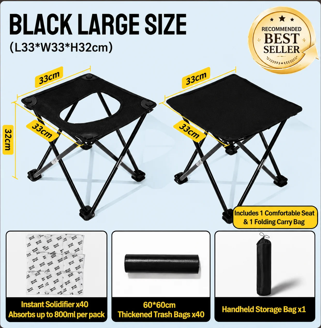 Portable Folding Car Toilet Outdoor Camping Travel Emergency Toilet Lightweight Foldable Seat for Adults Elderly Hiking Fishing