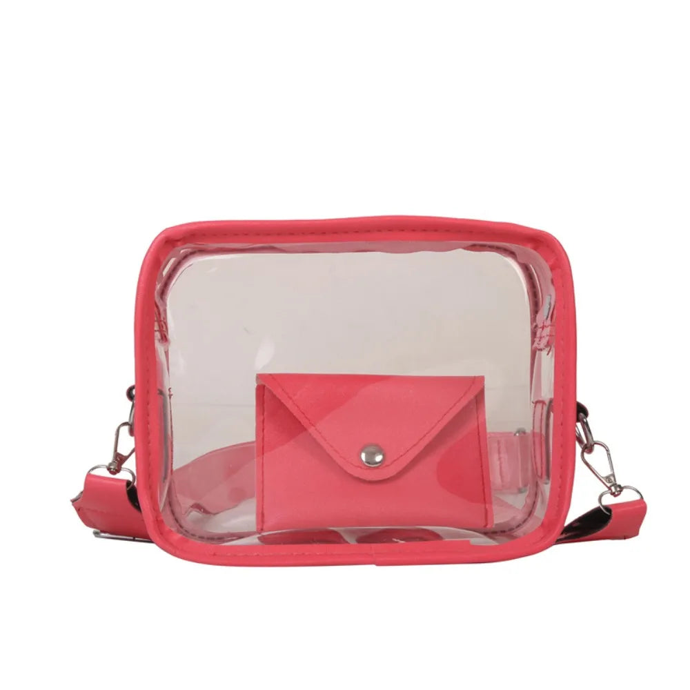PVC Transparent Jelly Bag Small Square Bag Transparent Crossbody Bag for Women Candy Color Letter Fashion Shoulder Bag