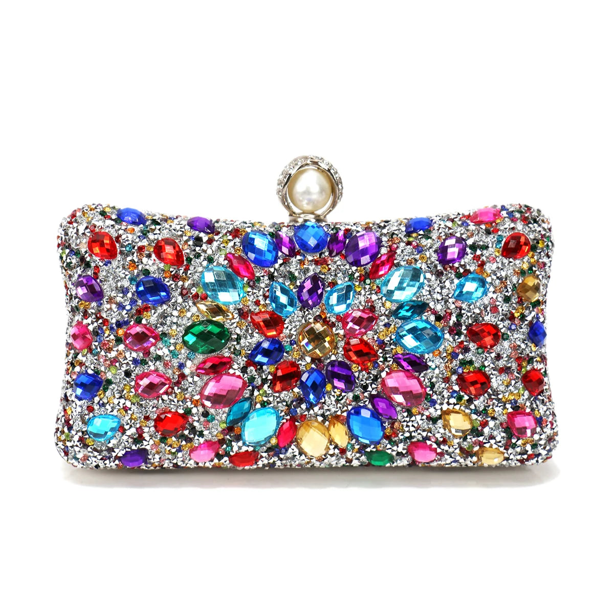 Golden Metal Pearl Rhinestones Glitter Evening Bags Small Lady Prom Dinner Luxury Night Gift Girlfriend Purse Acrylic Diamonds E