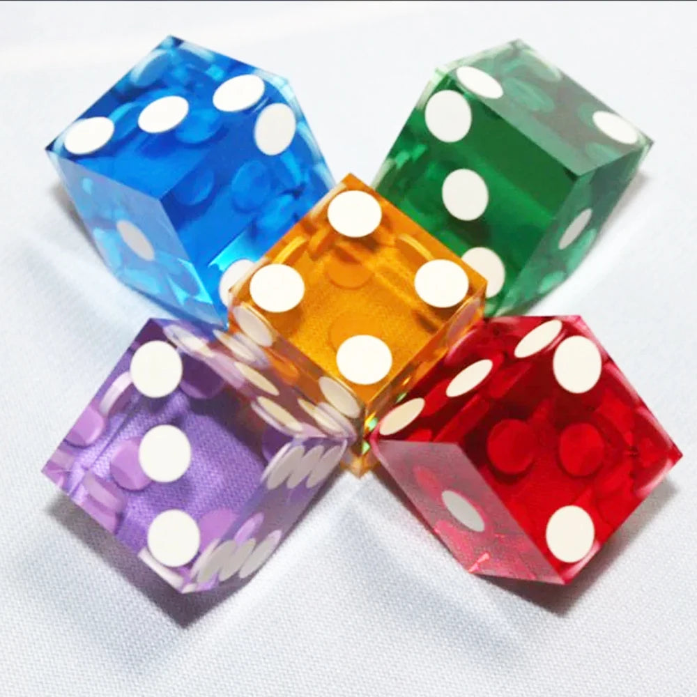 5pcs Precision Dice 19MM High-grade Acrylic TransparentSix Sided D6 Casino Sharp Straight Corners