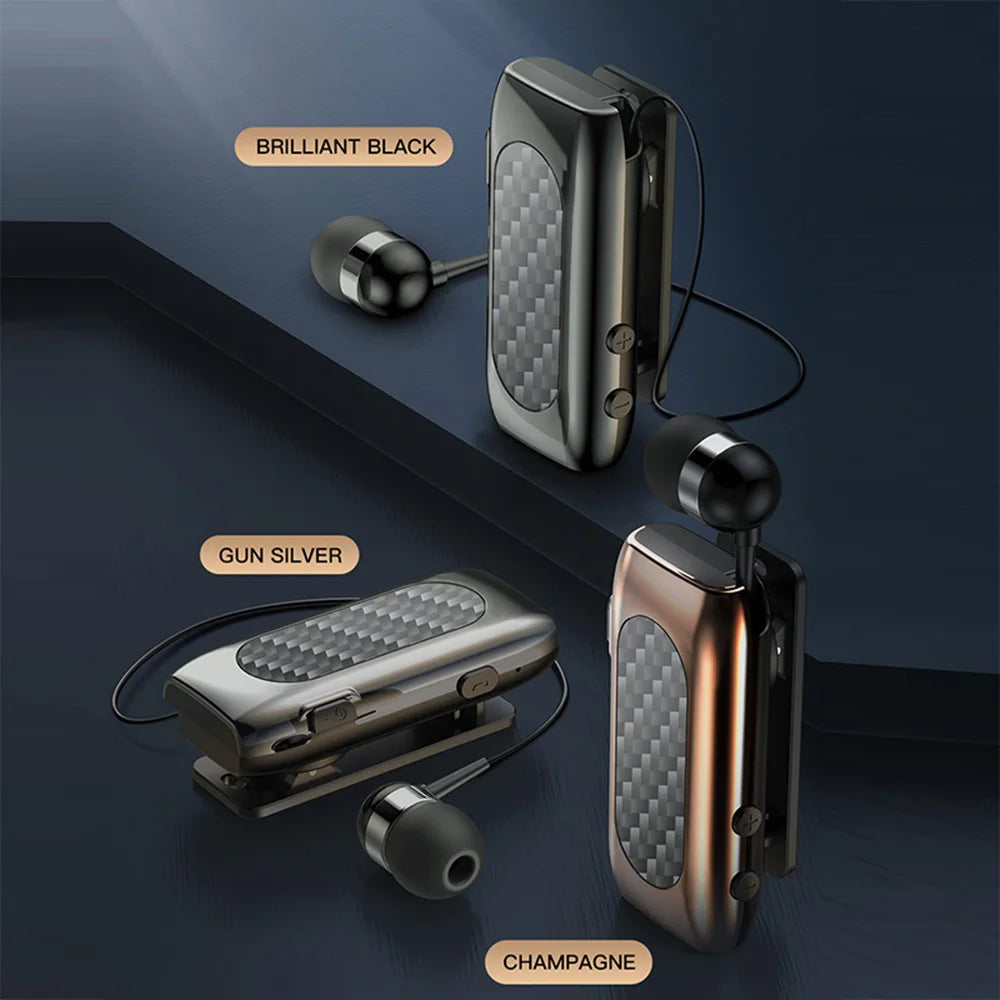 Wireless Bluetooth Headset Clip Ears In Lotus With Wire Headphone  Retractable Wire Stereo Handsfree Earbuds Ear Blues For Phone
