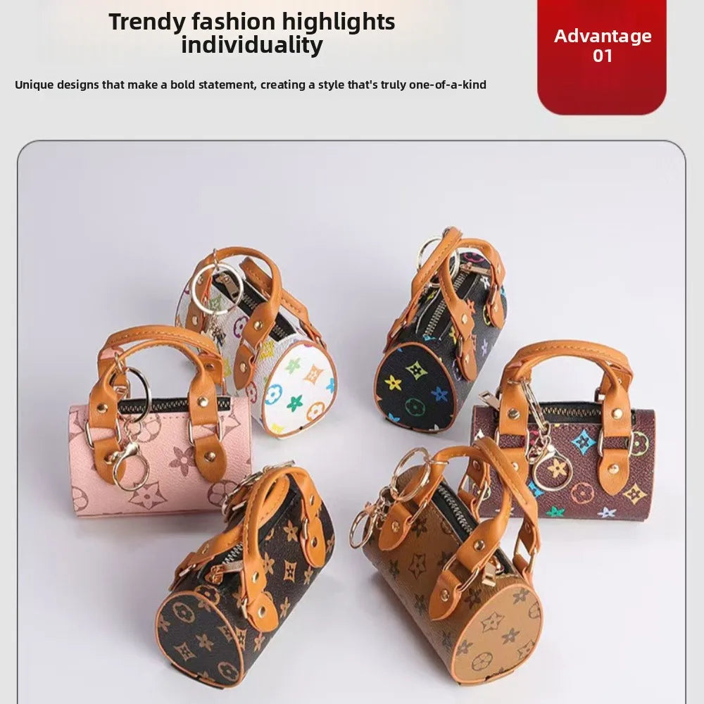 European Cute Mini Personalized Earphone Bag Old Flower Mini Bag French Stick Bag Keychain Pendant Bag Accessories