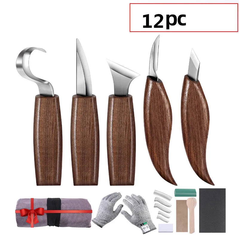 1/3/5/7/10/12pcs Wood Carving Tools Chisel Woodworking Cutter Hand Tool Set Wood Carving Knife DIY Peeling Woodcarving