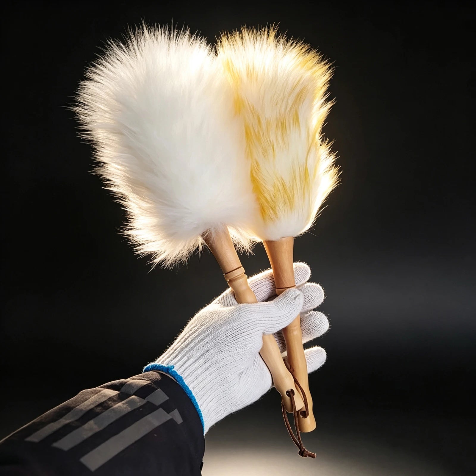 Car Duster Wool Dust Mop with Wooden Handle, Soft Anti-Scratch Detailing Brush for Car Interior Exterior Dust Removal