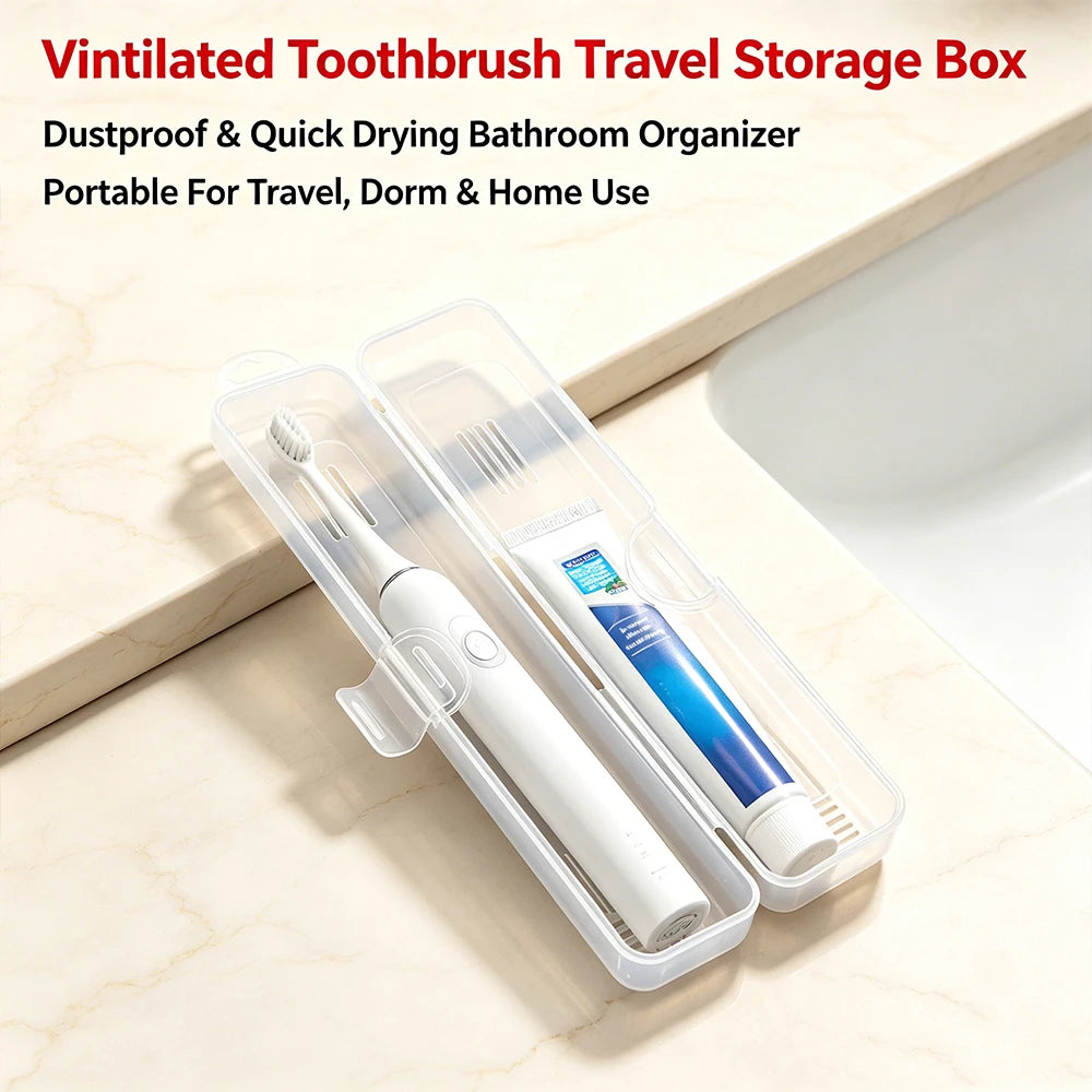 Clear Portable Toothbrush Toothpaste Case Dustproof Travel Oral Storage Box