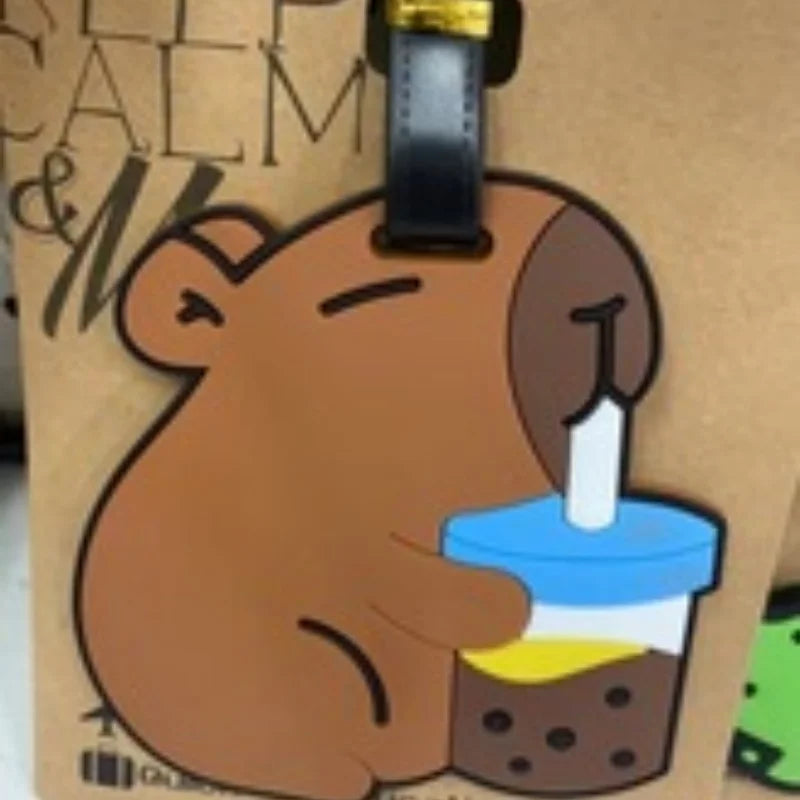 Travel Accessories Luggage Tag Cartoon Capybara PVC Suitcase ID Addres Holder Baggage Boarding Tags Portable Label