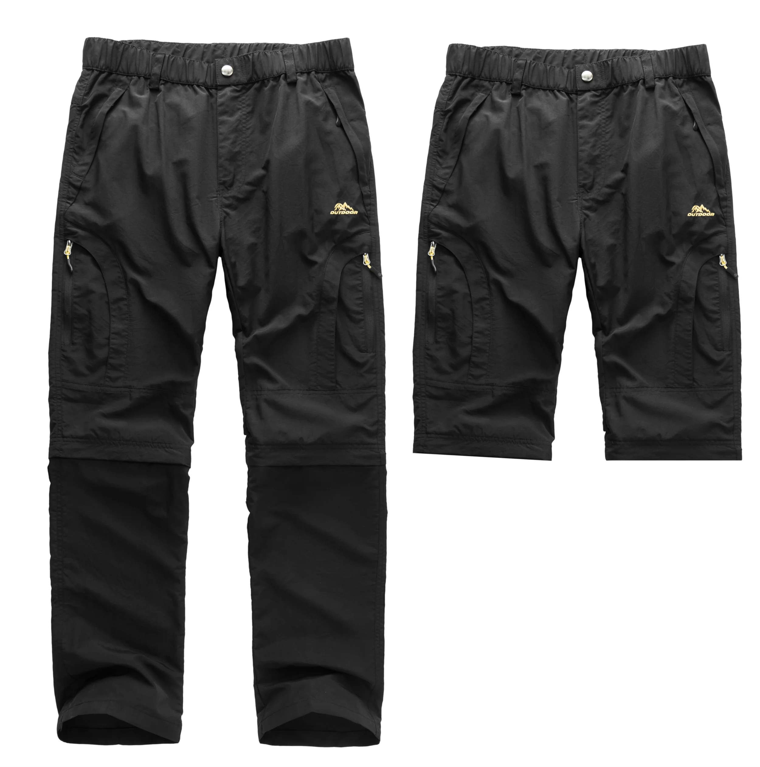 Men's Outdoor Conversion Overalls, 5 Zipper Pockets, Removable Two-Section Pants, Quick-Drying, Waterproof and Wear-Resistant Nylon Fabric, Suitable for Outdoor Fishing and Hiking