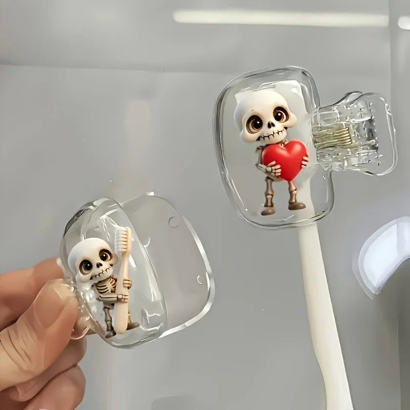 Portable Toothbrush Head Cover with Skull Pattern, Storage Case, Toothbrush Protective Cover Holder For Travel, Outdoor Trips.