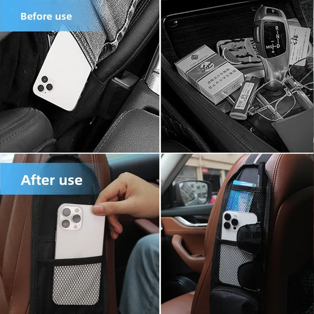 1pcs Car Seat Back Hanging Bag Oxford Cloth Waterproof Thermal Pressure Resistant Handle Side Storage Bag Vehicle Compression