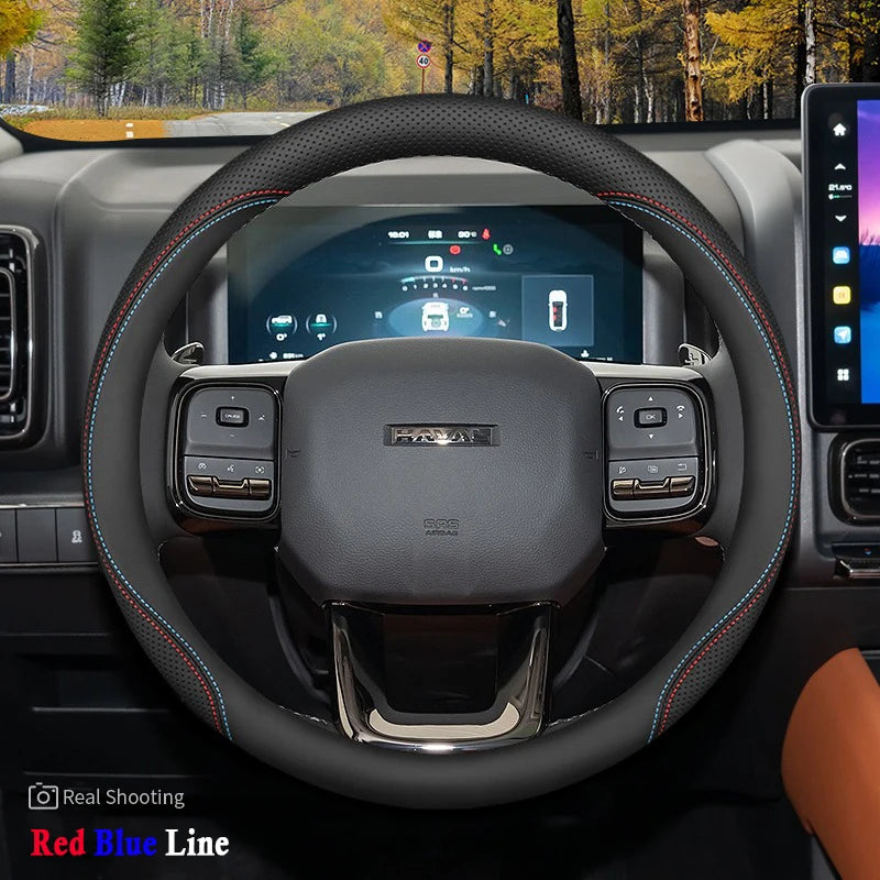 High Leather Braid on Car Steering Wheel Cover Wrap for Haval H9 2015 2016 2017 2018 2019 2020 2021 2022 2023 2024 2025 Stylling