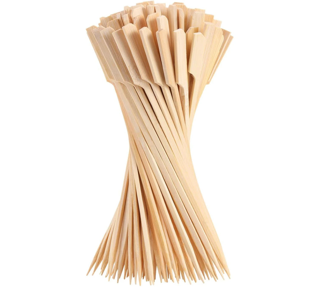 50/100pcs Bamboo Skewers Cocktail Picks for Appetizers Wooden 4.7 IN Sandwich Hamburger Skewers Disposable Fruits BBQ Food Forks