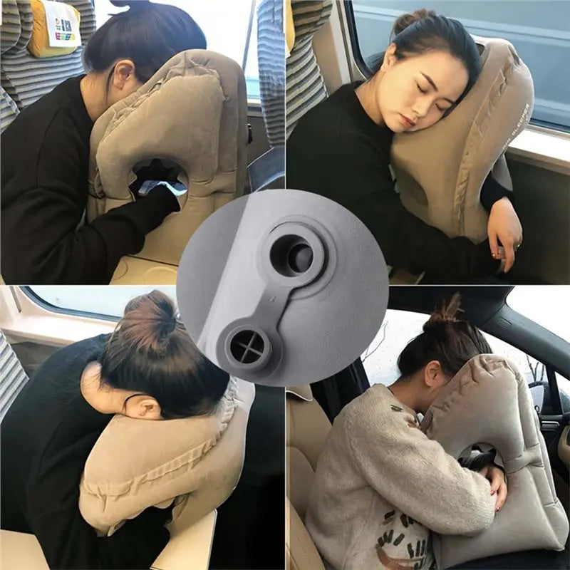 New Pattern Inflatable Travel Pillow Portable Chin Support Neck Pillow Nap Support Pillow Rest Support Pillow