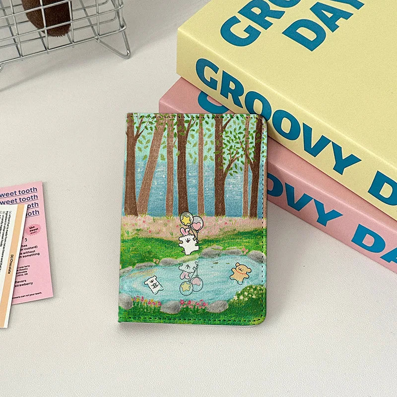 New Graffiti Dog Passport Cover Passport Holder Women Travel Accessories Portable ID Ticket Storage Bank Card Passport Wallet