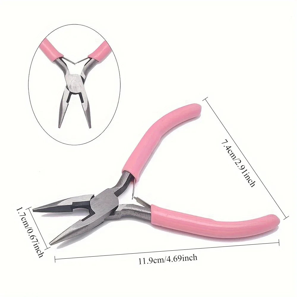 Multi-Purpose DIY Craft Pliers - Flat, Round, and Diagonal Nose Pliers with Metal Toothed Handles for Jewelry Making, Beading