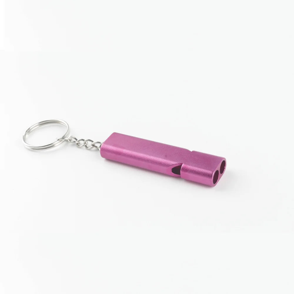 Hot Aluminum Alloy Double Tube Survival Whistle Emergency Rescue Whistle Keychain EDC Tool for Camping Hiking Outdoor Training