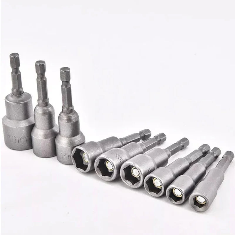 Hongtu 1Pcs Magnetic Hex Socket Driver - Chromium-Vanadium Steel, Hex Shank, Impact-Ready, 6~23mm Nut Socket Wrench Bit