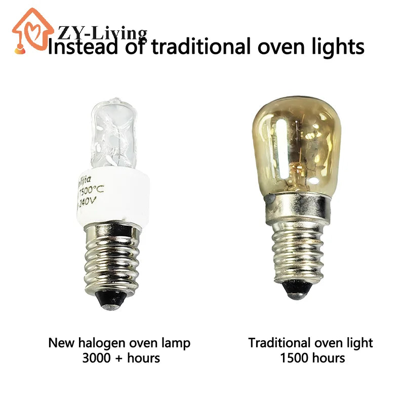 1Pcs 25W/40W E14 Oven Light Bulb 220-240V Safe Halogen Oven Lamp High Temperature 500℃ Resistant Dryer Microwave Light Bulb
