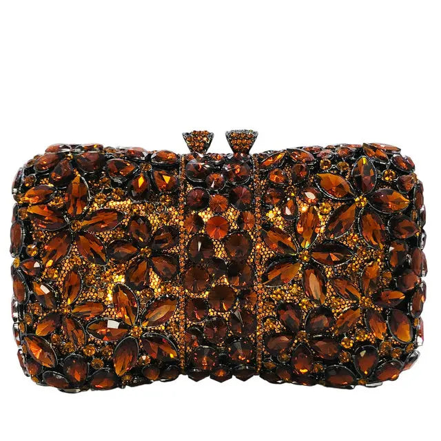 Boutique De FGG Flower Clutch Purses for Women Rhinestone Clutch Bags Formal Evening Handbags Party Dinner Crystal Clutch Bag