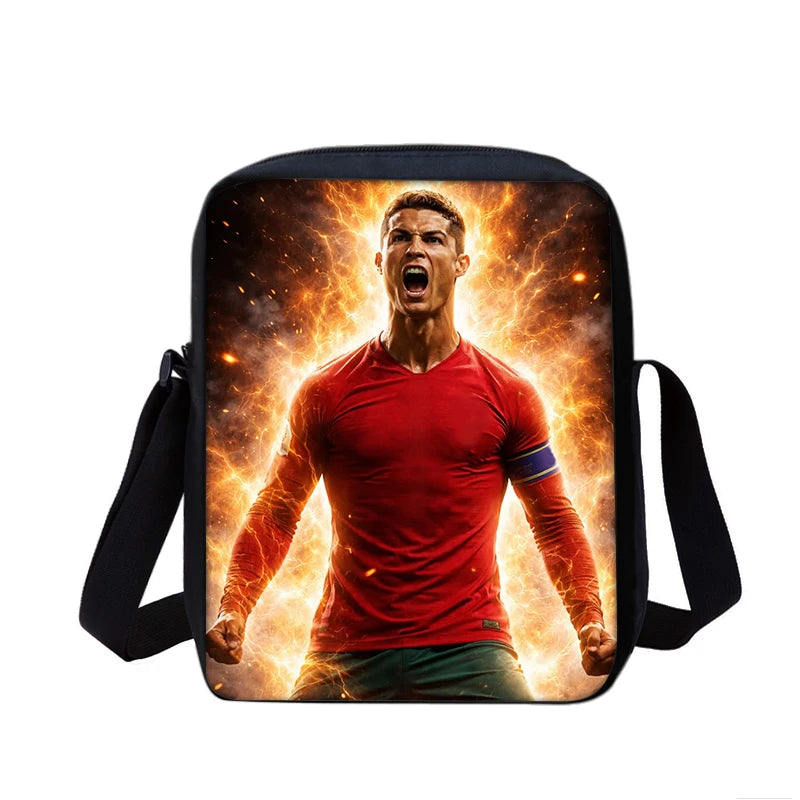 CR Boys Girls School Bags Phone Bag Football Star Shopping Bag Best Gift Printed Ronaldo Shoulder Messenger Bag Handbag