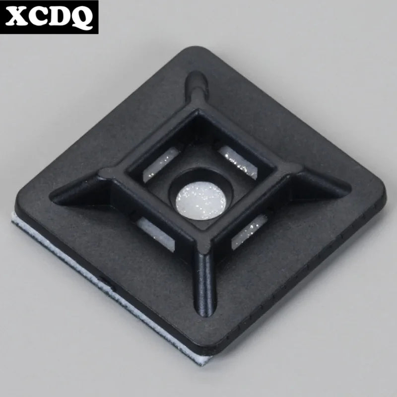 100pcs Self Adhesive Nylon Cable Tie Holder Zip Tie Fixed Seat PA66 Plastic Cable Clips 3M 1600T Strong Adhesive Tie Mount