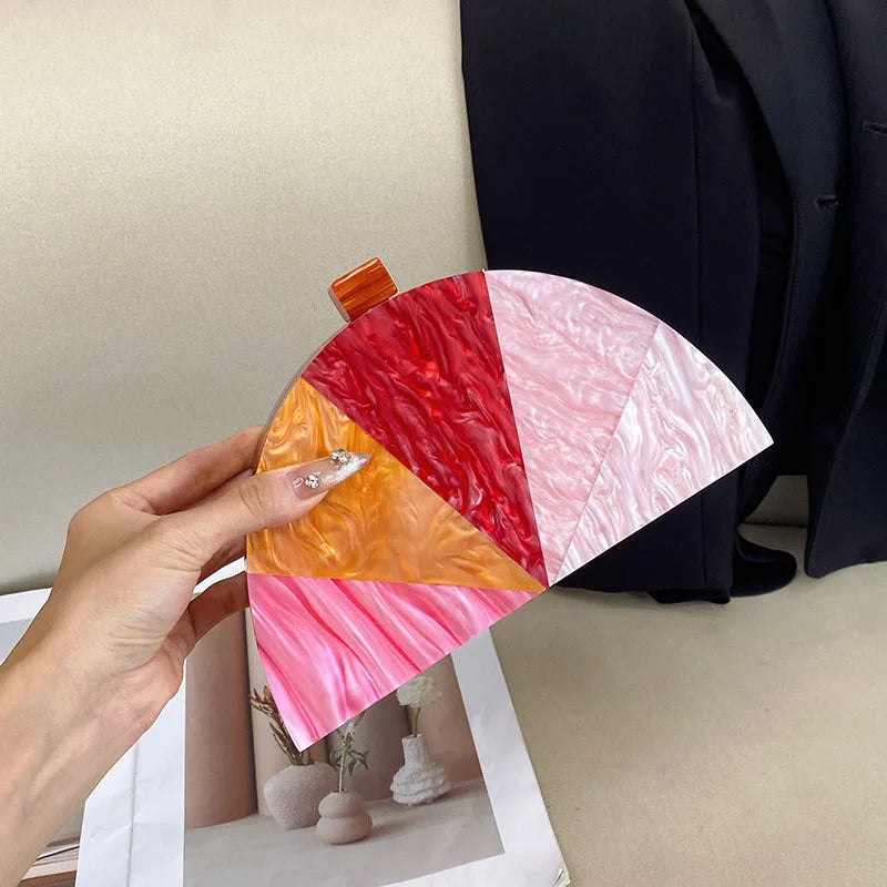 Acrylic Evening Box Bag For Women Clutch Purses Elegant Lady Prom Wedding Party Handbags Half Moon Crossbody Shoulder Bags