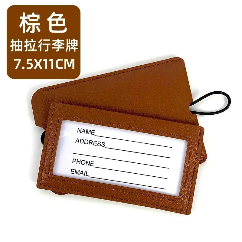 Fashion Women Solid Color Suitcase Luggage Tags ID Address Holder Baggage Label Leather Portable Label Travel Accessories