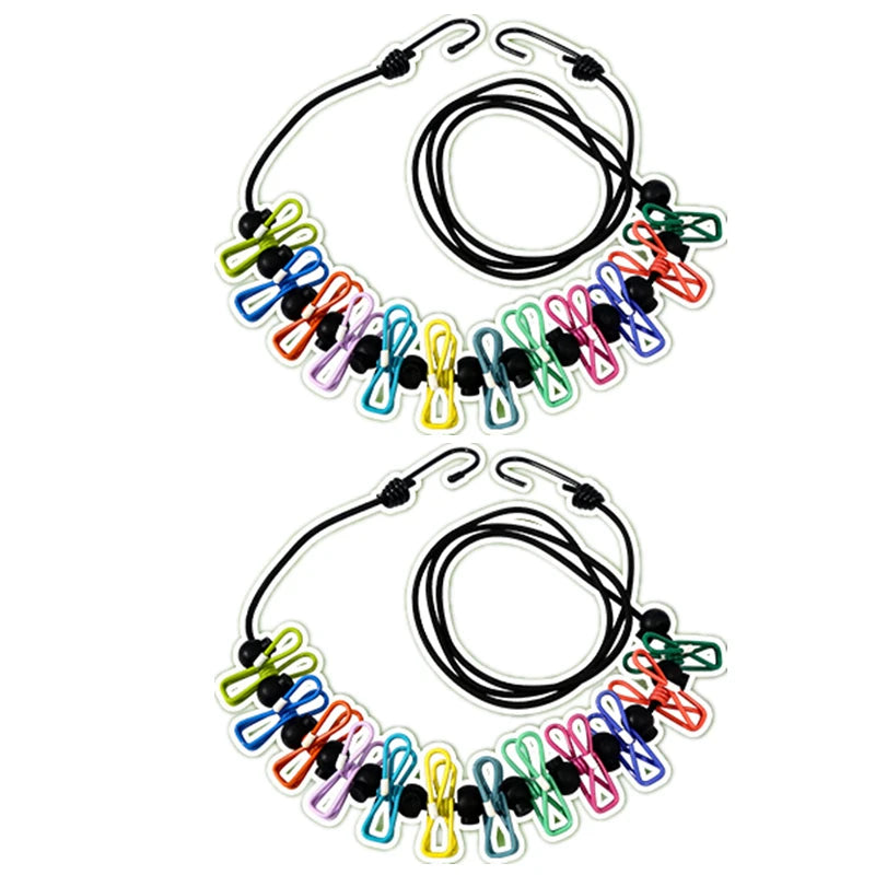 1/2PCS Retractable Portable Travel Clothesline, Clothesline with 12 Clothespins, Indoor Clothesline, Outdoor Camping Accessories